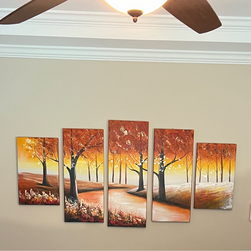 Colorful Forest 5 Piece panel Painting on Wrapped Canvas wall art - Picture 2 of 4